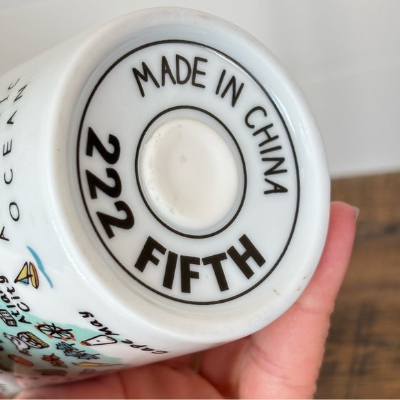 222 Fifth New Jersey White Porcelain Mug Map Design Tall Coffee Tea - Picture 2 of 13